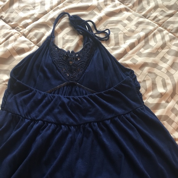 ⭐️SALE Navy Blue Halter Sun Dress Detail Tie Top - Picture 7 of 8